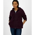 thumbnail image 1 of Women's Faux Sherpa Full-Zip Hoodie Aubergine S, 1 of 1