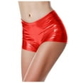 thumbnail image 1 of Women's Faux Shorts Panty Glossy Metallic Rave Dance Leather Short Trousers High Waist Sexy Hot Pants, Carnival Shorts Banded Waist Sexy Women's Red, 1 of 5