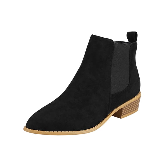 Women's Faux Suede Ankle Boots Side Zipper Low Block Heel Casual Daily ...