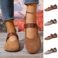 thumbnail image 1 of Women's Faux Suede Ankle Strap Loafers, Plus Size Comfortable Casual Flat Shoes for Spring Autumn, 1 of 10