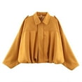 thumbnail image 1 of Women's Suede Bomber Jacket Pilot Cropped Coat Oversized Orange S, 1 of 2