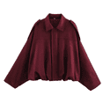 thumbnail image 1 of Women's Faux Suede Bomber Jacket Spring Lapel Pilot Coat Casual Oversized Long Sleeves Trendy Streetwear Outerwear, 1 of 7