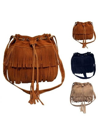 Ice Blue Suede Fringe Bag