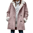 thumbnail image 1 of Women's Faux Suede Button Coat Long Sleeve with Fleece Lining Casual Winter Outerwear for Daily Wear (L, Pink), 1 of 5