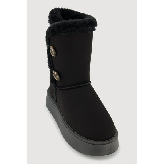 Women's Faux Suede Button Loop Platform Boots