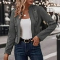 thumbnail image 1 of Women's Faux Suede Cropped Jackets Fall Casual Business Long Sleeve Open Front Blazer Jacket Coats Dark Gray M, 1 of 5