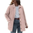 thumbnail image 1 of Women's Faux Suede Jacket Shirt Style Shacket Buttons Down Collar Jacket Long Sleeve Vintage Casual Daily Outerwear for Fall Winter,Pink,M, 1 of 8