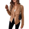 thumbnail image 1 of Women's Faux Suede Jackets Fall Clothes Long Sleeve Open Front Cropped Coat Outwear, 1 of 7