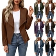 thumbnail image 1 of Women's Faux Suede Leather Jackets Lapel Long Sleeve Open Front Outwear Stylish Casual Fall Winter Cardigan (XL, Brown), 1 of 9