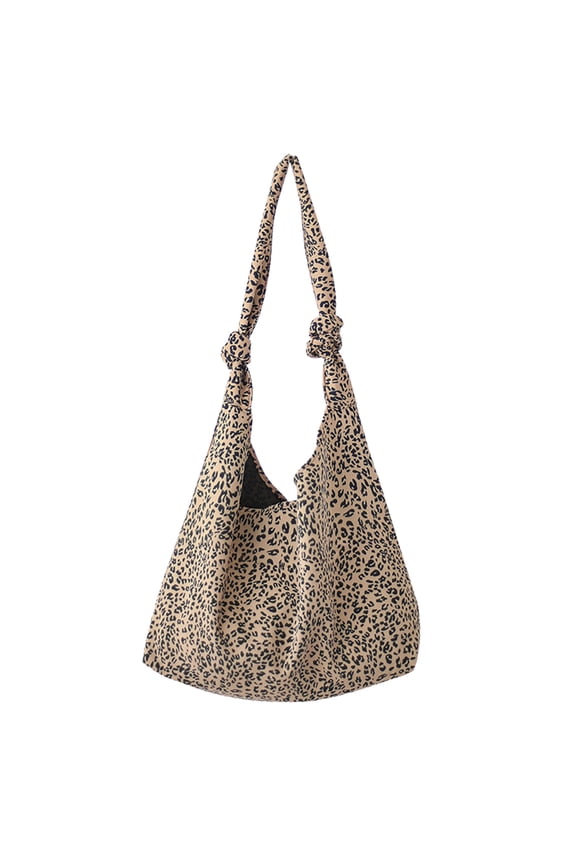 Women's Suede Lightweight Shoulder Bag Leopard Print Purse Slouchy Tote Bag