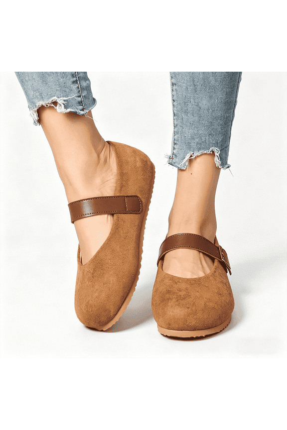 Women's Faux Suede Mary Jane Flats, Adjustable Buckle Strap Leopard Print Casual Shoes