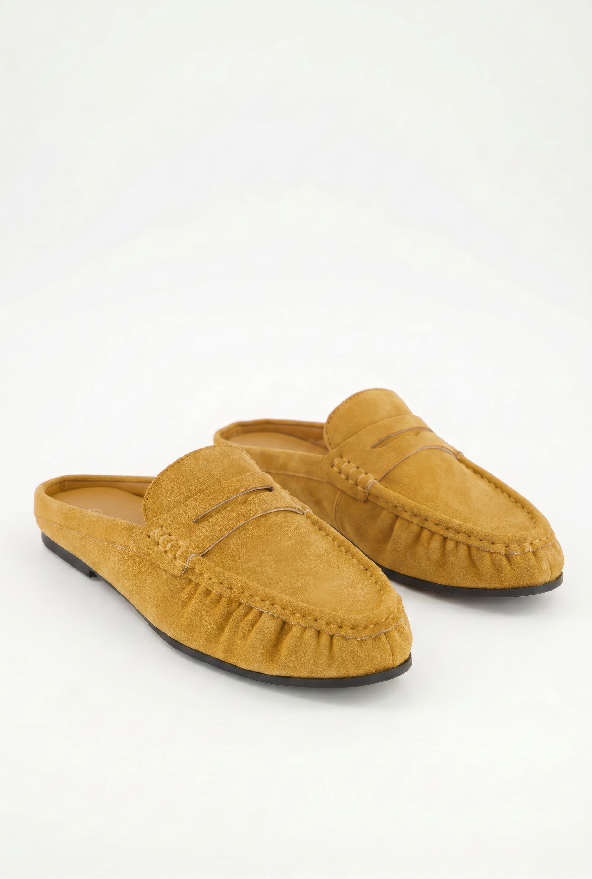 Women's Faux Suede Ruched Penny Loafer Mules - Walmart.com
