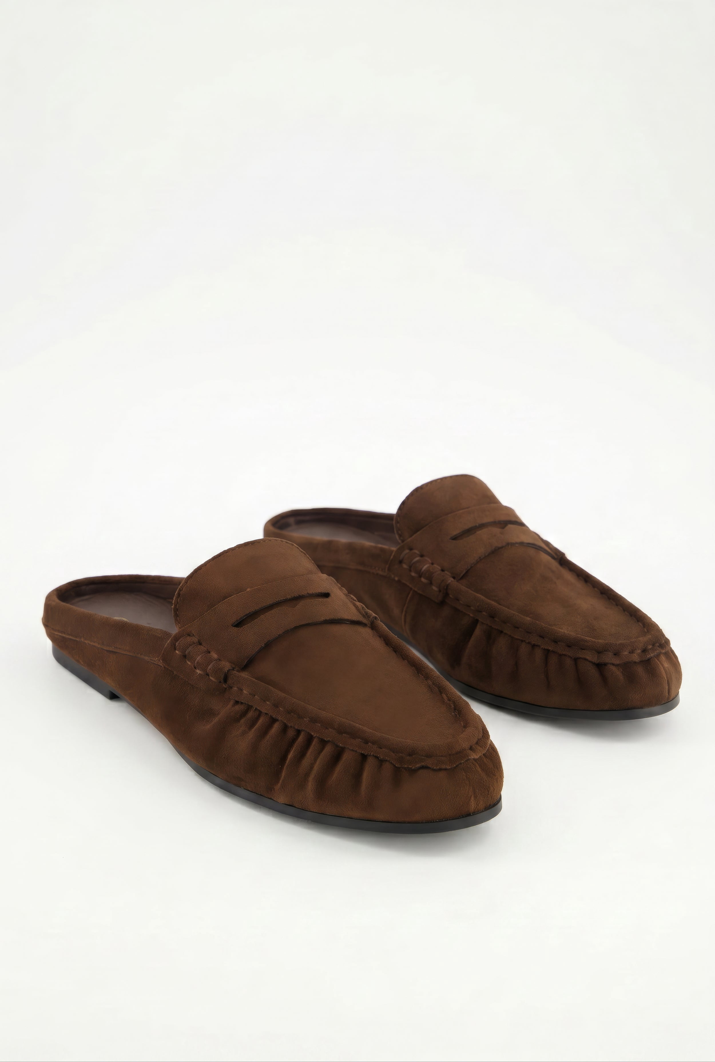 Women's Faux Suede Ruched Penny Loafer Mules - Walmart.com