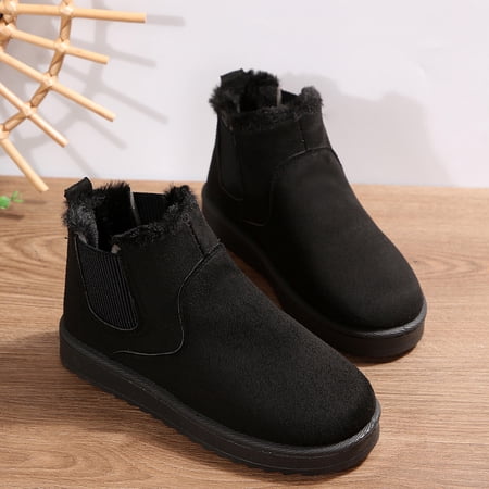 Unbranded Women's Faux Suede Slip-On Snow Boots, Short Warm Ankle Booties
