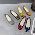 thumbnail image 1 of Women's Faux Suede Square Buckle Flats, Plus Size Comfortable Slip On Casual Work Shoes, Candy Color Lightweight Loafers for Daily Wear Office Shopping, 1 of 5