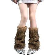 Womens Faux Wolf Hair Leg Warmers   Soft Fuzzy Boot Covers   Warm Acrylic Winter Accessories for Christmas Parties, Holiday Costumes, and Festival Outfits