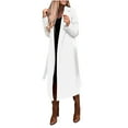 thumbnail image 1 of Women's Faux Wool Coat Blouse Thin Coats Trench Long Jacket Ladies Slim Long Belt White M, 1 of 8