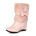 thumbnail image 1 of Women's Boot Furry Fluffy Short Snow Boot Mid-Calf Boots Warm Comfortable Outdoor Flat Shoes,Color:Pink,Size:8, 1 of 8