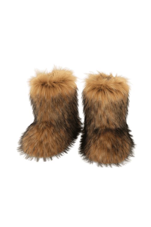 Women's Faux fur Boot Furry Fluffy Short Snow Boot Mid-Calf Boots Warm Comfortable Outdoor Flat Shoes