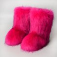 Women's Faux fur Boot Furry Fluffy Short Snow Boot MidCalf Boots Warm Comfortable Outdoor Flat