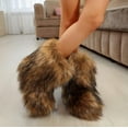 thumbnail image 1 of Women's Faux fur Boot Furry Fluffy Short Snow Boot Mid-Calf Boots Warm Comfortable Outdoor Flat Shoes, 1 of 7