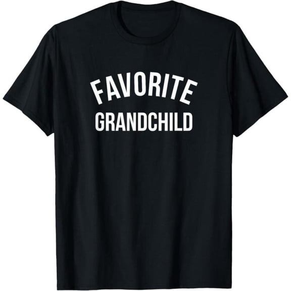 Women's "Favorite Grandchild" Bold-Themed Graphic T-Shirt Casual Comfortable Short Sleeve Round Neck Top Black S-5XL