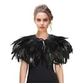 thumbnail image 1 of Women's Feather Collar Shawl, Crow Feather Satin Glossy Shawl Wrap for Women, Versatile Carnival Party Costume Accessory, Evening Wear, Fashion Shawl Black, 1 of 2