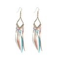 thumbnail image 1 of Women's Feather Earrings Bohemian Fringe Tassel Long Drop Dangle Earrings Set with Design for Women, 1 of 5