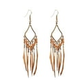 thumbnail image 1 of Women's Feather Earrings Bohemian Fringe Tassel Long Drop Dangle Earrings Set with Design for Women, 1 of 5
