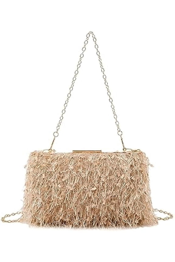 Women's Feather Evening Bag Mini Clutch Handbag Crossbody Purse