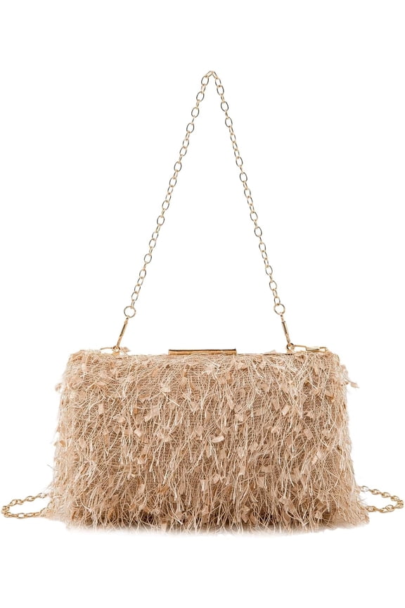 Women's Feather Evening Bag Mini Clutch Handbag Crossbody Purse