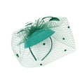 thumbnail image 1 of Women's Feather Fascinators Hat - Hair Pin Headwear Pillbox Hat Green (One Size), 1 of 6