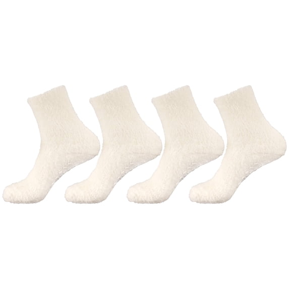 Women's Feather Light Socks with No Slip grips - White - XL - 4 Pairs