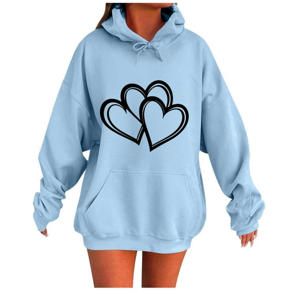 Women’s Feather Print Hoodies Relaxed Fit Long Sleeve Sweatshirt Drawstring Adjustable Pullover Sweater Blouses Ultra Soft Hoodies Drawstring Adjustable Blouse Tops with Kangaroo Pocket for Women