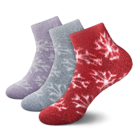 BambooMN Women's Feather Yarn Super Soft Ankle Socks - Assortment C - 3 Pairs