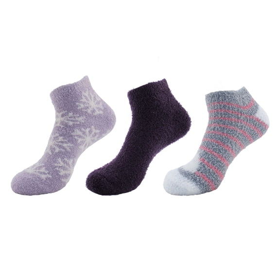 Women's Feather Yarn Super Soft Warm Fuzzy Comfy Home Anklet Ankle Socks - 3 Pairs, Assortment F