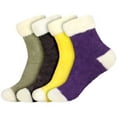 thumbnail image 1 of Women's Featherlight Cuff Cute Warm Plush Cozy Fuzzy Slipper Socks - Assortment 4B - 4prs, 1 of 7