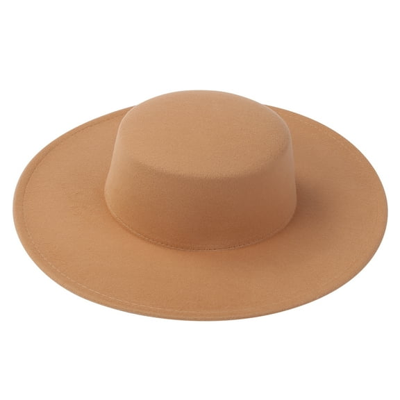 Women's Fedora Hat, Solid Color Wide Brim Flat Top Hat Simple Elegant Formal Top Hat Wool Panama Hat Felt Jazz Hat