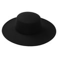 thumbnail image 1 of Women's Fedora Hat, Solid Color Wide Brim Flat Top Hat Simple Elegant Formal Top Hat Wool Panama Hat Felt Jazz Hat, 1 of 7
