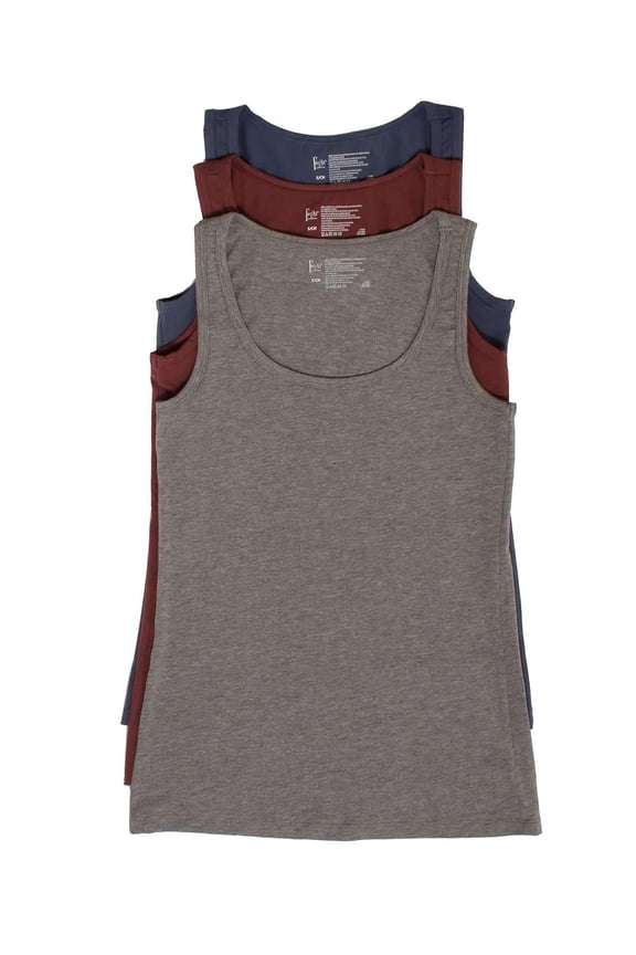 Stretch Layering Womens Tank Top - Seamless Cotton Tank Top for Women, Workout Top (3-Pack) (Grey Plum Vitage Indigo, Medium)
