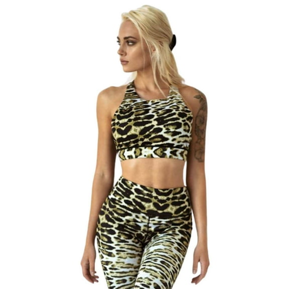 Women's Feline Leopard Activewear Sports Bra, L
