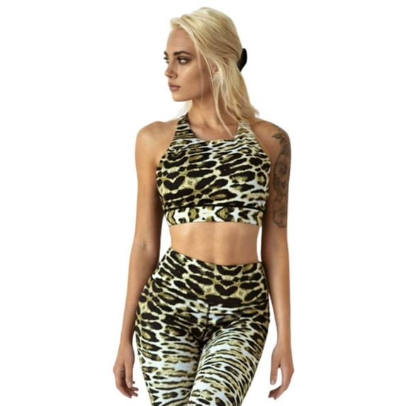 Women's Feline Leopard Activewear Sports Bra, L