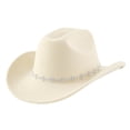 thumbnail image 1 of Women's Felt Cowboy Hat with Rhinestone Chain and Wide Brim for Festival Party, 1 of 4