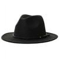 Women's Felt Panama Hats Classic Wide Brim Rancher Fedora with Belt Buckle (Head Circumference 22.4-23 inch)