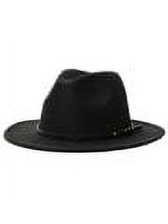 Women's Felt Panama Hats Classic Wide Brim Rancher Fedora with Belt Buckle (Head Circumference 22.4-23 inch)