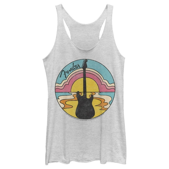 Women's Fender 70s Guitar Silhouette  Racerback Tank Top White Heather Large