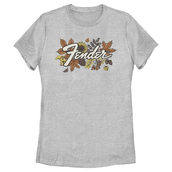 Women's Fender Fall Leaves Logo Graphic Tee Athletic Heather X Large