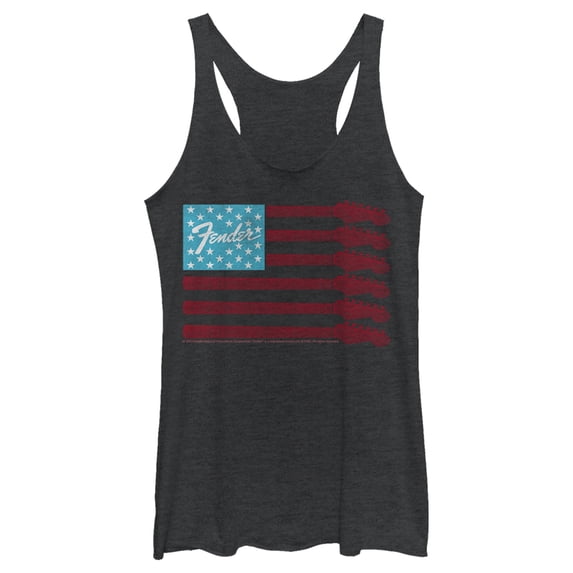 Women's Fender Guitar Flag Logo Racerback Tank Top Black Heather X Small