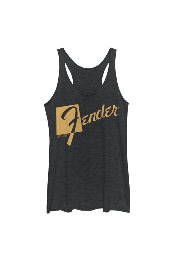 Women's Fender Retro Logo Racerback Tank Top Black Heather Large