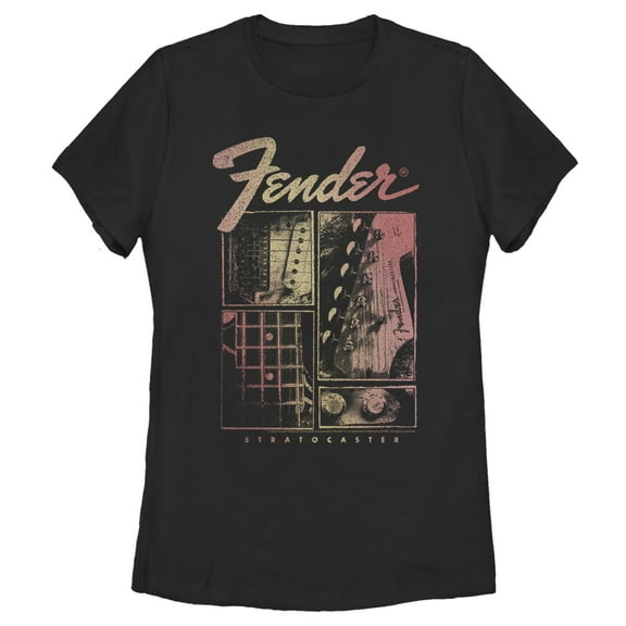 Women's Fender Sunburst Stratocaster  Graphic Tee Black X Large